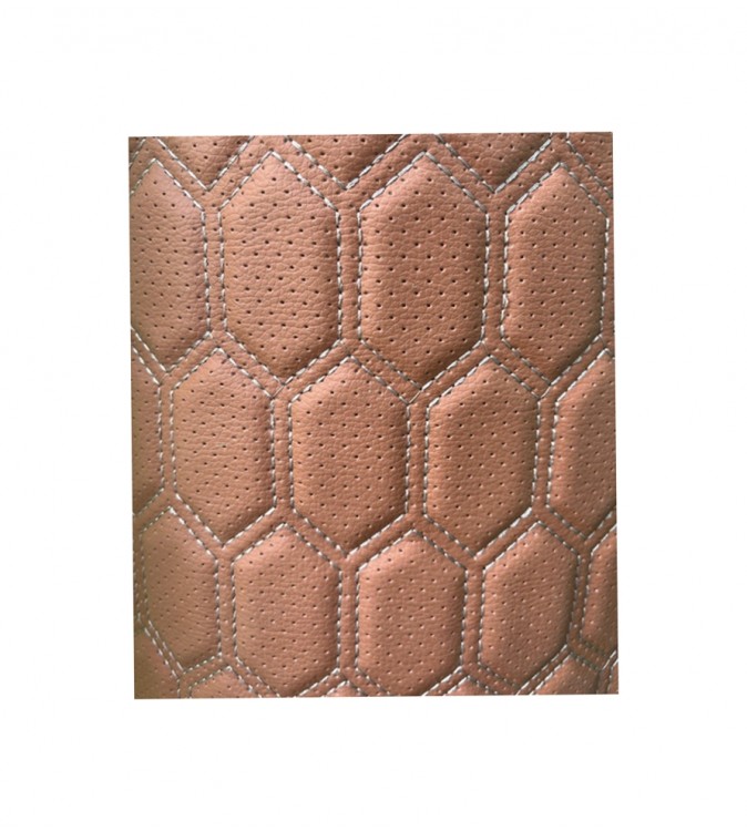 Material imitatie piele tapiterie hexagon cu gaurele maro-cusatura gri Cod:Y03MG Material imitatie piele tapiterie hexagon cu gaurele maro-cusatura gri Cod:Y03MG