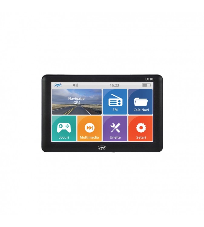 Sistem de navigatie gps pni l810 ecran 7 inch, 800 mhz, 256mb ddr, 8gb memorie interna, fm transmitter