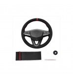 Husa volan cu ac si ata  imitatie alcantara , marime M, culoare Negru  Cod: WK-1002