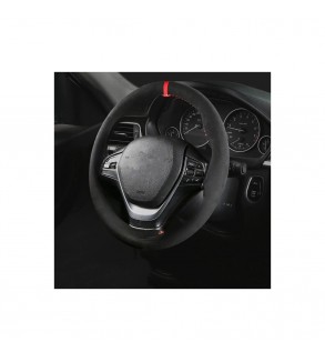 Husa volan cu ac si ata  imitatie alcantara , marime M, culoare Negru  Cod: WK-1002