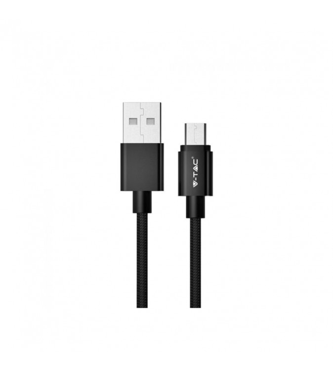 Cablu de date Micro USB, V-TAC, Seria Silver, Negru, 1m Cod: VT-5331