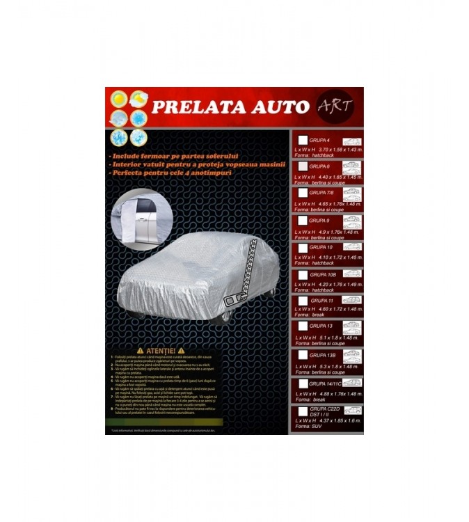 Prelata auto GRUPA 23 LUX compatibil SUV - VAN Dimensiuni: 5,2x1,85x1,55m Prelata auto GRUPA 23 LUX compatibil SUV - VAN Dimensiuni: 5,2x1,85x1,55m