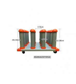 Stand de depozitare pentru role folie-autocolant, capacitate 16 role, dimensiune 57x57cm Cod: DP-1657
