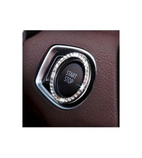 Ornament argintiu universal pentru buton start-stop, cu cristale stralucitoare Cod: JS-21