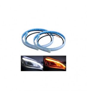 Set banda DRL LED lumina alba si semnalizare dinamica galbena 60cm 12V Cod: ZC05