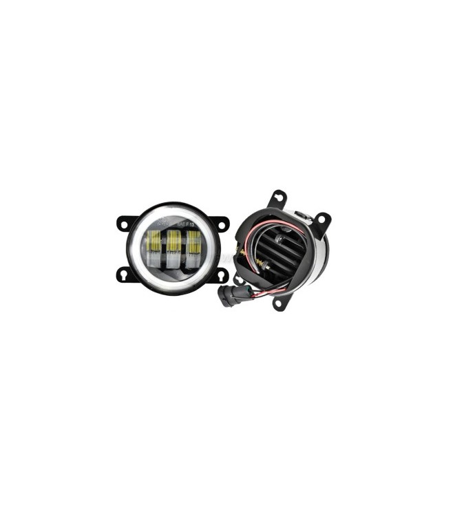 Proiector LED 30W 6500lm cu angel eyes lumina alb rece si  galben 12-24V Cod: ZC-FOGY1