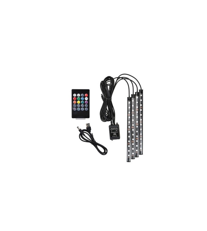 Kit interior LED 12 SMD RGB cu telecomanda si aplicatie BTT 22cm Cod: JS01-5V Kit interior LED 12 SMD RGB cu telecomanda si aplicatie BTT 22cm Cod: JS01-5V