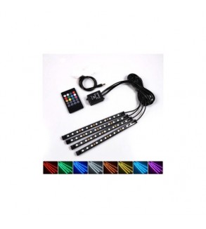 Kit interior LED 12 SMD RGB cu telecomanda si aplicatie BTT  22cm Cod: JS01-5V