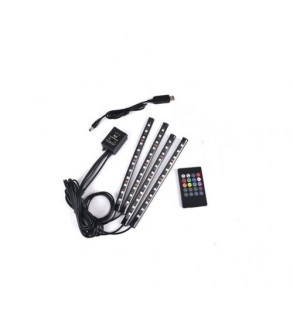 Kit interior LED 12 SMD RGB cu telecomanda si aplicatie BTT  22cm Cod: JS01-5V