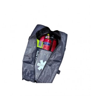 Kit siguranta auto complet  Trusa cutie Neagra  , 2x Triunghiuri, Stingator, Vesta, Geanta