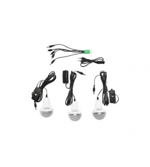 Kit iluminat portabil LED cu 3 becuri-proiector, panou solar si baterie 6V, 4.5 Ah pentru pescuit camping GD-7COB Cod: DISLK19