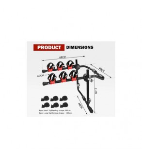 Suport auto pentru 3 biciclete, capacitate 58 kg, montaj rapid fara unelte Cod: BAG104
