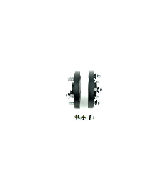 Distantier jante auto  4x108 de 20mm  63.3mm  Negru -  prindere dubla -  prezoane incluse