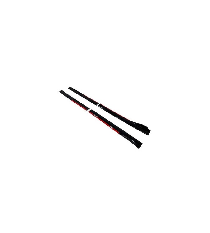 Set prelungiri ornament praguri laterale tuning, Negru Lucios-Rosu  Cod: PRG1012