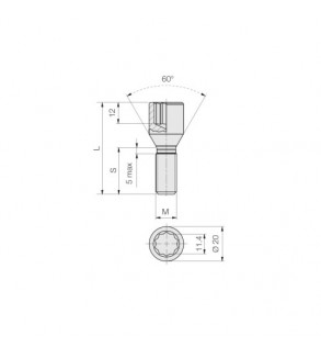 Prezoane pentru jante cu cap ingropat chei imbus  M12x1,5 mm, lungime 26mm, cu con drept  Cod: B352