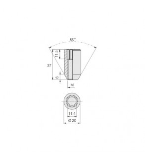 Piulite pentru jante de aluminiu , M12x1,25 mm, cap cheie ingropat, lungime 37 mm Cod: N600