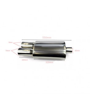Toba sport inox dubla, diametru intrare 60 mm, lungime totala 550 mm, corp 320 mm Cod: 801212-7676P