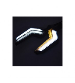 Semnalizare moto 12V cu funtie de lumina de zi alba si semnalizare  galbena  Cod: FS-1214