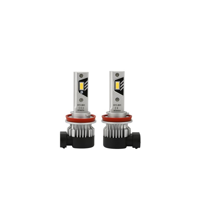 Set 2 becuri LED B01 H11 6000K pentru faruri auto, dimensiune apropiata de becul H11 standard