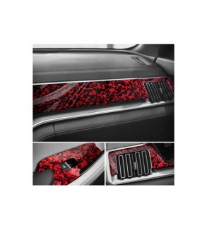 Folie auto autocolant Pet Premium carbon forjat rosu 1.52m x 1m cu tehnologie eliminare bule Cod: PET10159