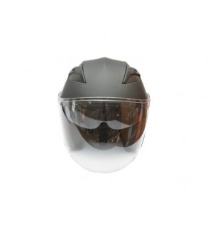 Casca moto tip jet neagra, model urban cu viziera transparenta si ochelari de soare, marimea L Cod: DISTM80