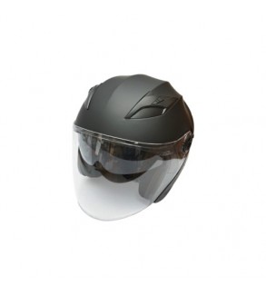 Casca moto tip jet neagra model urban cu viziera transparenta si ochelari de soare marimea XL Cod: DISTM81