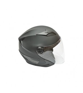 Casca moto tip jet neagra model urban cu viziera transparenta si ochelari de soare marimea XL Cod: DISTM81