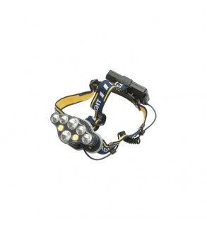 Lanterna frontala de cap cu 8 LED-uri, 3 moduri iluminare, baterie 2200mAh reincarcabila USB Crownman Cod: DISUF01