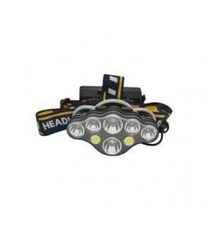 Lanterna frontala de cap cu 8 LED-uri, 3 moduri iluminare, baterie 2200mAh reincarcabila USB Crownman Cod: DISUF01